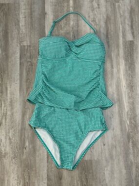 Draper James RSVP Gingham Seer Sucker Basic High Waist Swimsuit XL
